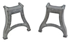 two matching early 20th century original and intact antique american industrial low-lying factory machine shop lathe bases with embossed manufacturer markings