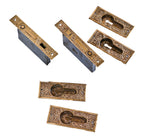 matching lot of all original 19th century american antique eastlake ornamental cast bronze "ceylon" pattern residential double pocket door hardware
