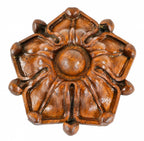 single c. 1873 all original and intact ryerson mansion finely executed solid walnut wood hand carved diminutive five-sided floral rosette with centrally located button