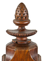 c. 1880's single all original and well-maintained varnished walnut wood single-sided wall mount joseph t. ryerson interior staircase newel post with pineapple finial