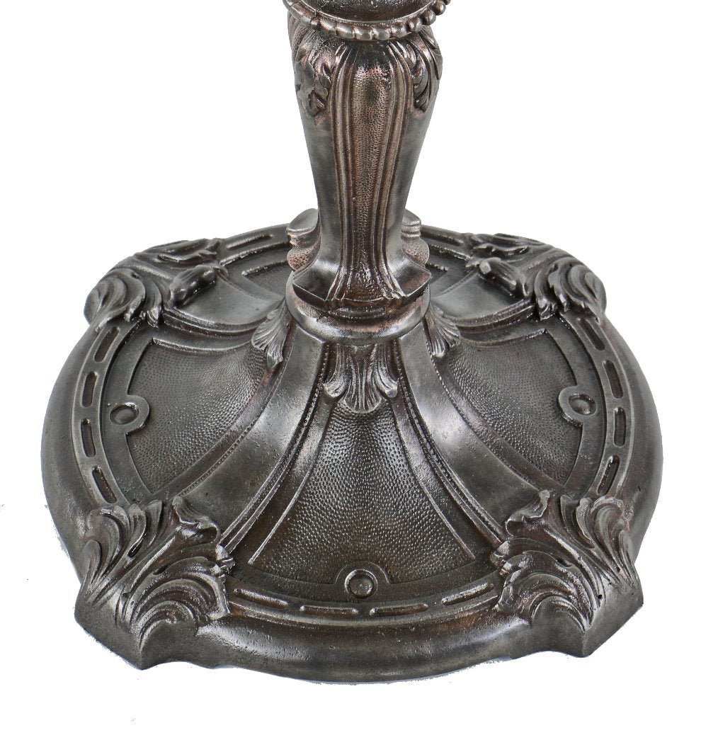 rare and highly sought after c. 1896-1900 original heavily ornamented cast iron and brass freestanding double-pole clothing or dry goods store garment display rack
