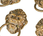 group of four matching turn of the century antique american chicago bank president office desk figural cast brass lion head drawer pulls