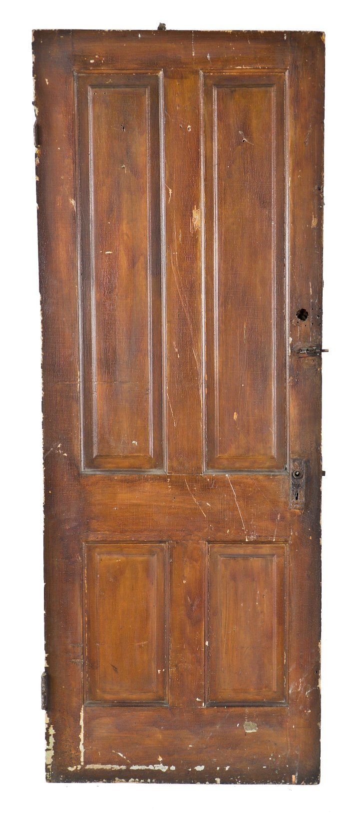 original pre-chicago fire intact painted pine wood interior commercial building passage door with four raised panels divided by the lock rail