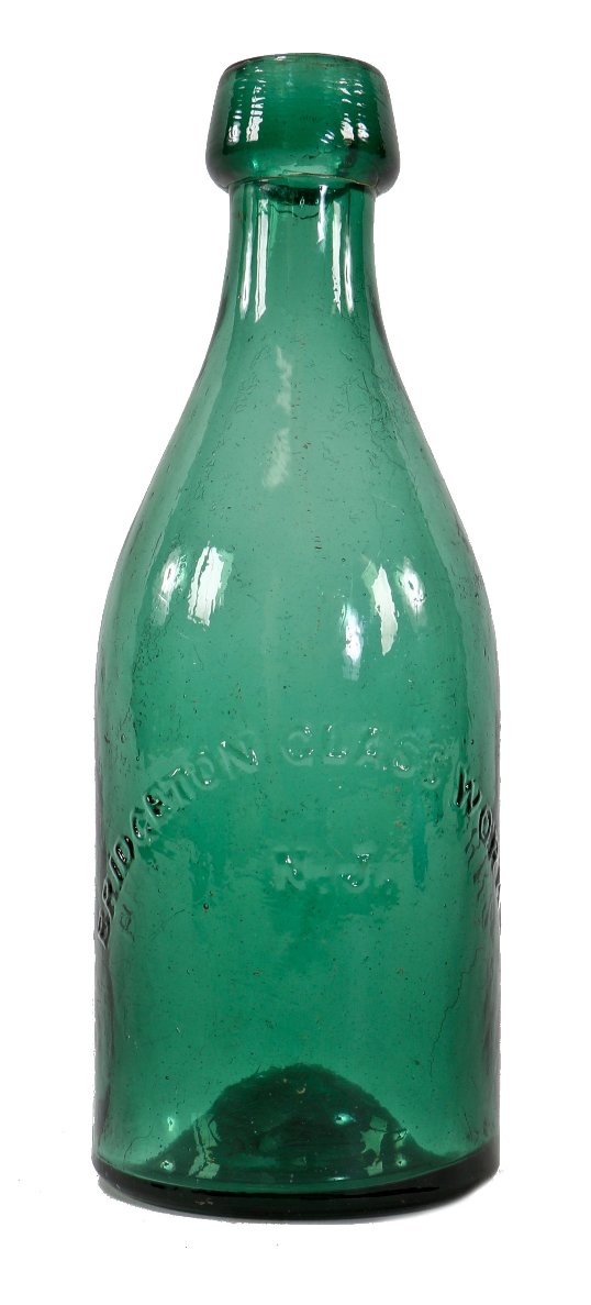 all original and hard to find c. 1850's iron pontiled antique american emerald colored glass pontiled mineral water bottle manufactured for boyd & beard.