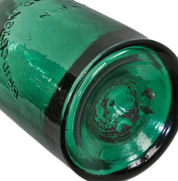 all original and hard to find c. 1850's iron pontiled antique american emerald colored glass pontiled mineral water bottle manufactured for boyd & beard.