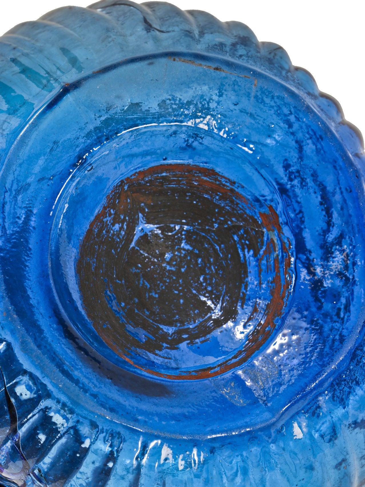 rare mid-nineteenth century medium sapphire "jeny lind" portrait quart calabash flask probably manufactured by ravenna glass works, ravenna, oh