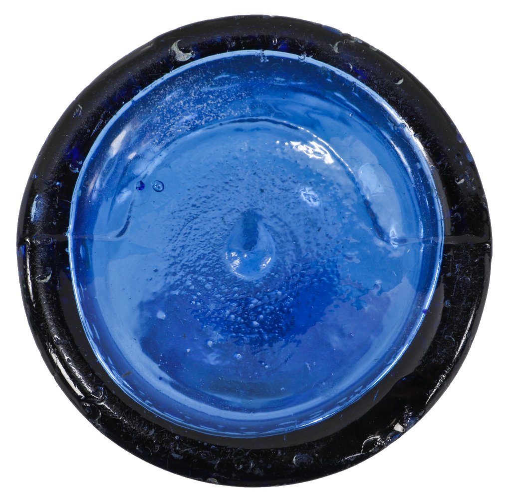 very clean and well-maintained c. 1860's antique american desirable light cobalt blue mineral water or soda pony style "attic" bottle embossed "w.h.h." and "chicago ill"
