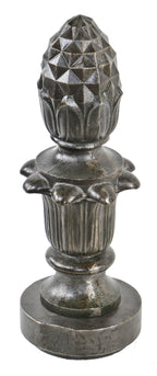 historically important early 20th century ornamental cast iron exterior city of detroit street lamppost "pineapple" finial with uniform brushed metal finish