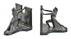 c. 1920's visually striking antique american art deco egyptian revival style figural cleopatra cast pewter matching bookends with original bronze patinated finish