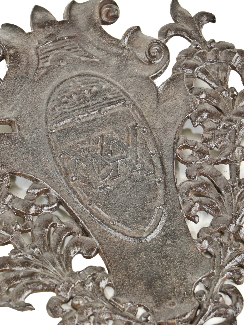 original and historically important 19th century monogrammed osdel ii-designed chicago y.w.c.a. building interior ornamental cast iron elevator door grille plaque