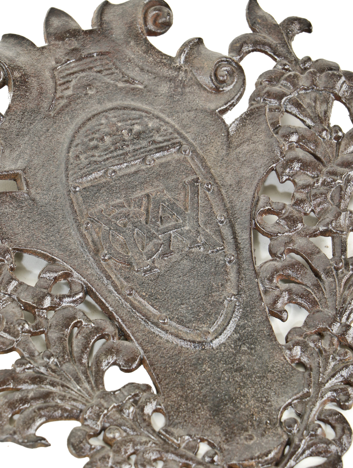 original and historically important 19th century monogrammed osdel ii-designed chicago y.w.c.a. building interior ornamental cast iron elevator door grille plaque