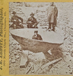 original highly sought after early 1870's antique american stereoscopic card for viewing uniformed officers surrounding chicago courthouse bell shortly after the great chicago fire