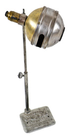 original american c. 1940's vintage industrial adjustable height "perfection" spot-lite candler with weighted cast iron stand
