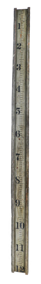 very unique and unusual early 1920's american industrial oversized bunte candy factory pine wood water tank measuring stick with black stenciled lettering