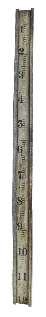 very unique and unusual early 1920's american industrial oversized bunte candy factory pine wood water tank measuring stick with black stenciled lettering