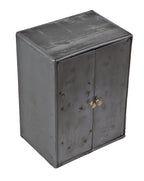 original and intact c. 1940's american industrial freestanding clean and compact "fireproof" all-metal printing shop heavily compartmentalized filing cabinet with intact brass knobs