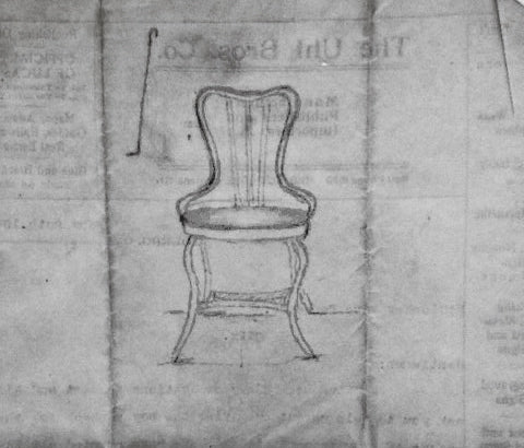 early 20th century american industrial pressed and folded riveted joint all-metal "perfection" soda fountain or druggist chair with fanciful curved backrest