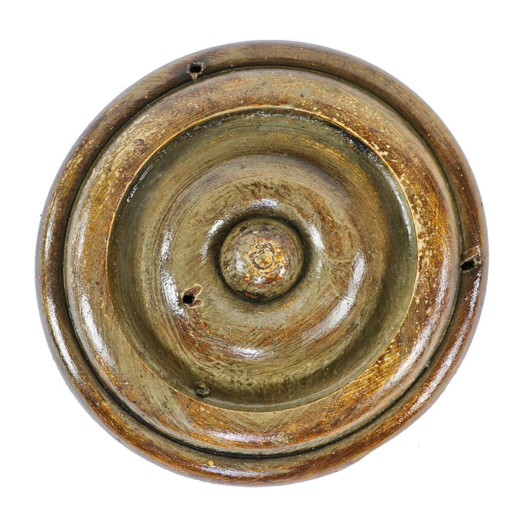 elaborate lightly cleaned and sealed c. 1855 john kent russell house painted yellow pine wood exterior eave bracket corbel or rosette turned by foot-powered lathe