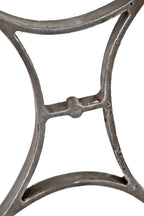 matching set of refinished early 20th century american industrial curvaceous cast iron bases with l-shaped bracketed ends on the top and bottom of each base