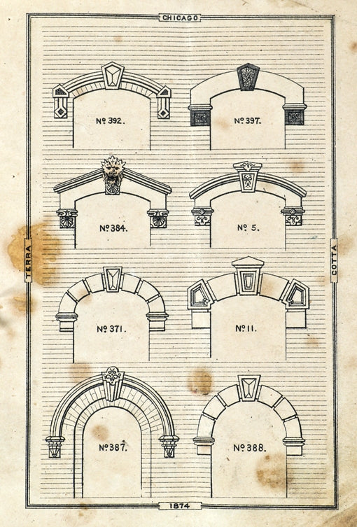 original diminutive softbound c. 1870's largely intact profusely illustrated chicago terra cotta stapled product booklet catalog with wear consistent with age