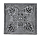 original and remarkably intact single 19th century square-shaped ornamental salvaged chicago antique cast iron building facade mullion endcap with a deep relief palmette design relief