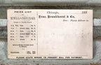 very rare c. 1880's original and unsent double-sided highly stylized heavy card stock early northwestern terra cotta company work order united states postal card