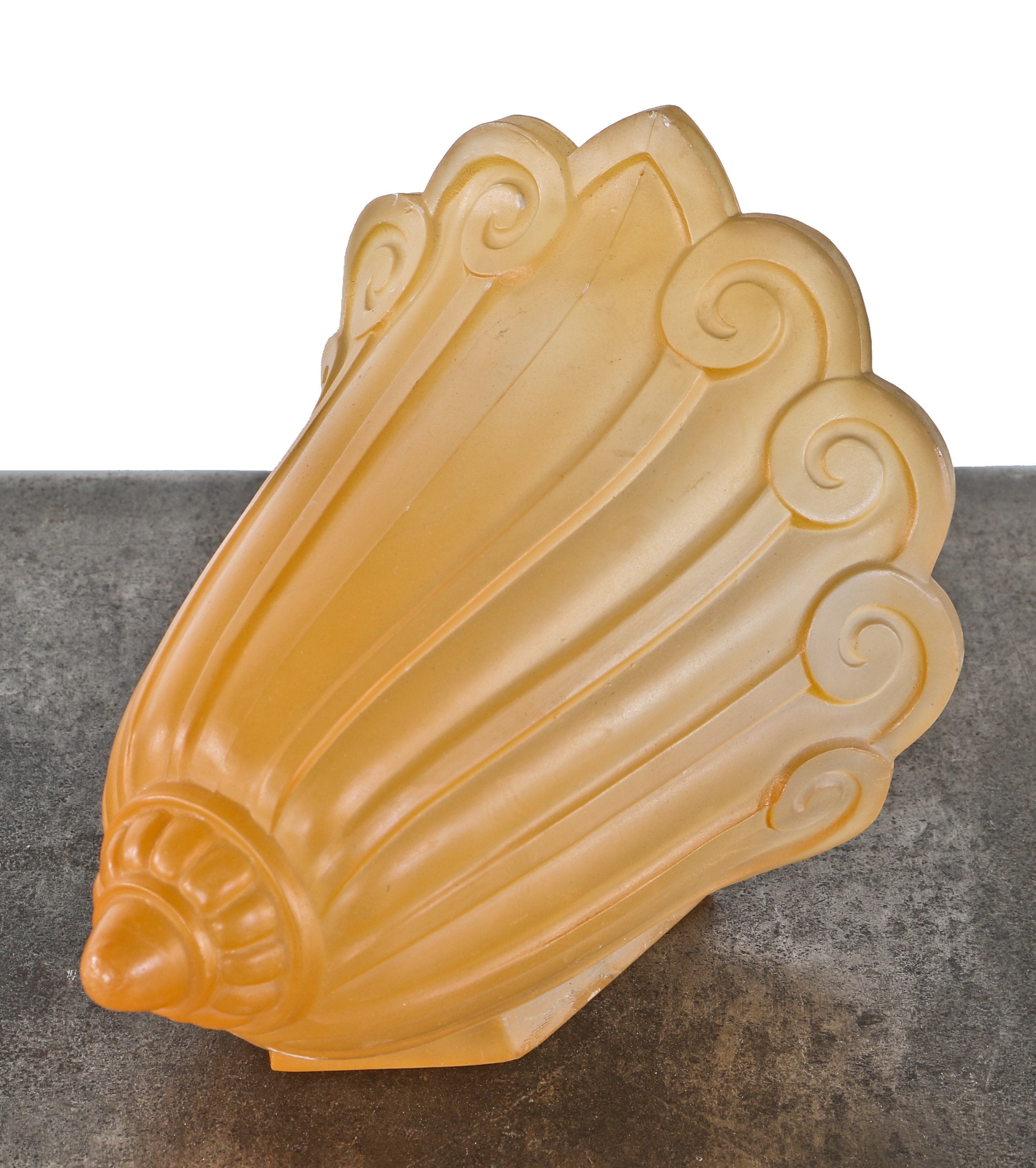 c. 1930-35 original antique american art deco style interior residential "fleur-de-lis" two-tone baked enameled ceiling fixture replacement glass slip shade