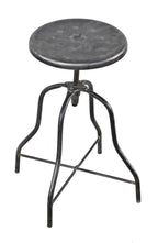 early 1920's refinished antique american medical four-legged tubular steel adjustable height operating room stool with curvaceous stationary base