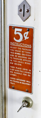 original fully functional c. 1930's american antique industrial new york city subway "u select-it" white porcelain enameled food vending machine with original key