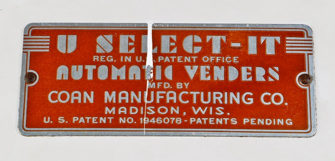 original fully functional c. 1930's american antique industrial new york city subway "u select-it" white porcelain enameled food vending machine with original key