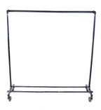 original c. 1930's american depression era antique american levine & solomon-designed mobile chicago department store utilitarian tubular steel garment rack with oversized casters