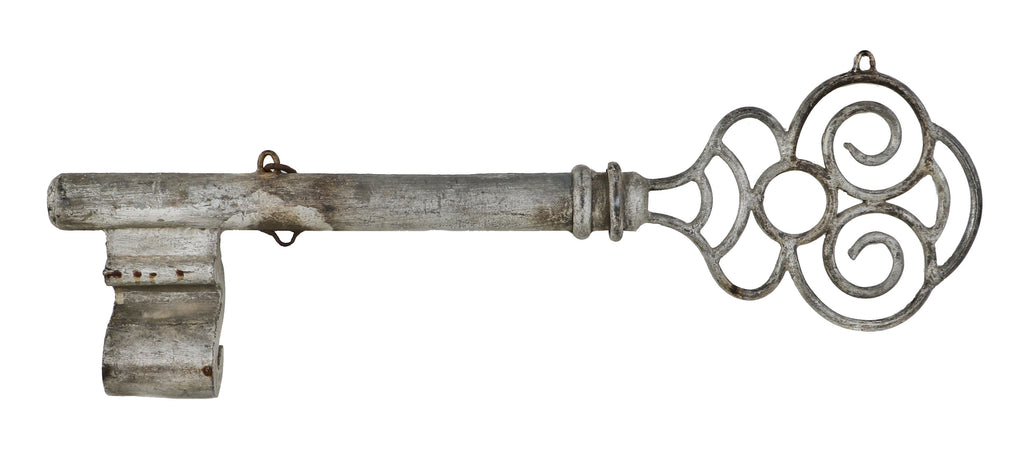 striking original museum-quality american c. 1870's intact allover crazed ornamented wrought iron and tin exterior storefront locksmith trade sign