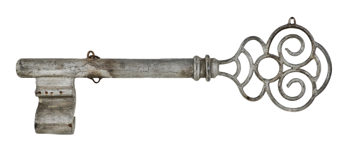 striking original museum-quality american c. 1870's intact allover crazed ornamented wrought iron and tin exterior storefront locksmith trade sign