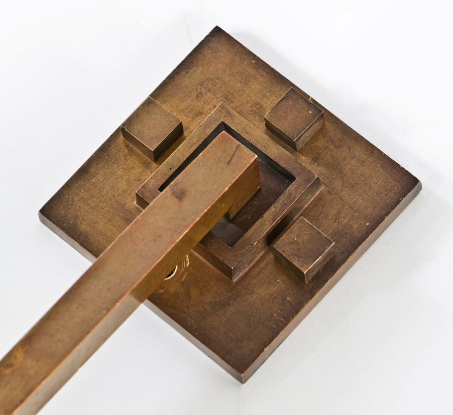 two matching historically important early 20th century interior darwin d. martin house single electric light cast bronze museum quality wall sconces with white opalescent globes