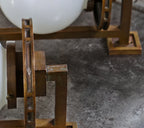two matching historically important early 20th century interior darwin d. martin house single electric light cast bronze museum quality wall sconces with white opalescent globes