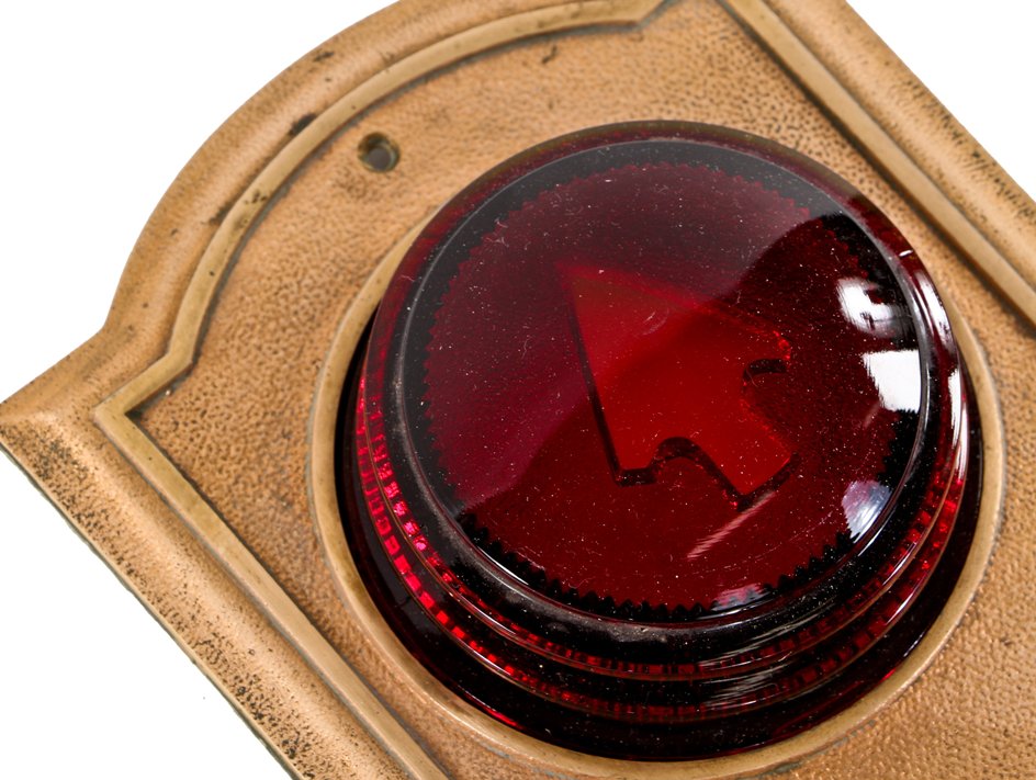 c. 1920's original new york city hotel building interior lobby flush mount elevator cab indicator panel with richly colored patented lenses