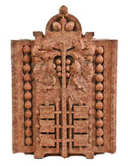 single depression era george grant elmslie-designed exterior red slip glaze "sullivanesque" oliver p. morton "e-4" capital with intricate leafage and beaded borders