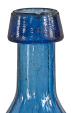 hard to find all original manhattan privy dug late 1840's ten-sided light cobalt blue southwick & tupper iron-pontiled soda or mineral water bottle with applied tapered top