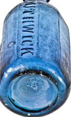 hard to find all original manhattan privy dug late 1840's ten-sided light cobalt blue southwick & tupper iron-pontiled soda or mineral water bottle with applied tapered top