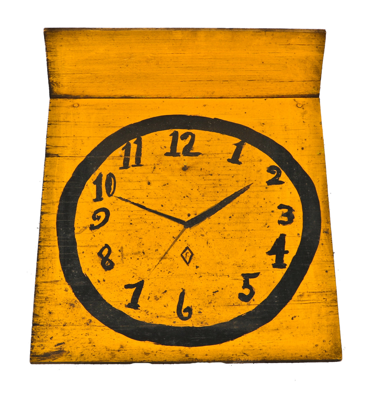 unusual c. 1940's american industrial folk art hand-painted "wall clock" salvaged from a notable chicago foundry building undergoing demolition