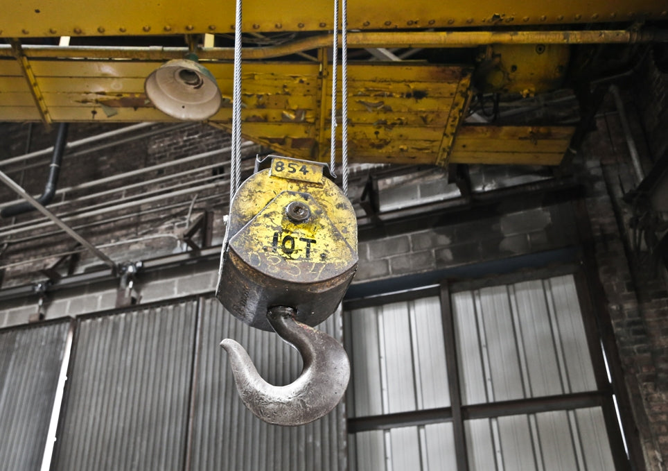 seldom found original late 1940's single-sided american industrial heavy gauge steel "standard hand signals" for overhead and gantry cranes with graphics