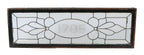 oversized original late 19th century all-bevel leaded glass exterior residential entrance door transom window with acid-etched address