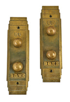 original historically-important c. 1933-34 chicago world's fair "sky ride" attraction cast bronze elevator up/down cab "call" push button plaques
