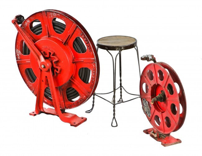 american depression era antique industrial wall-mount fully functional cast iron and aluminum chicago foundry shop "aireel" with original red paint finish