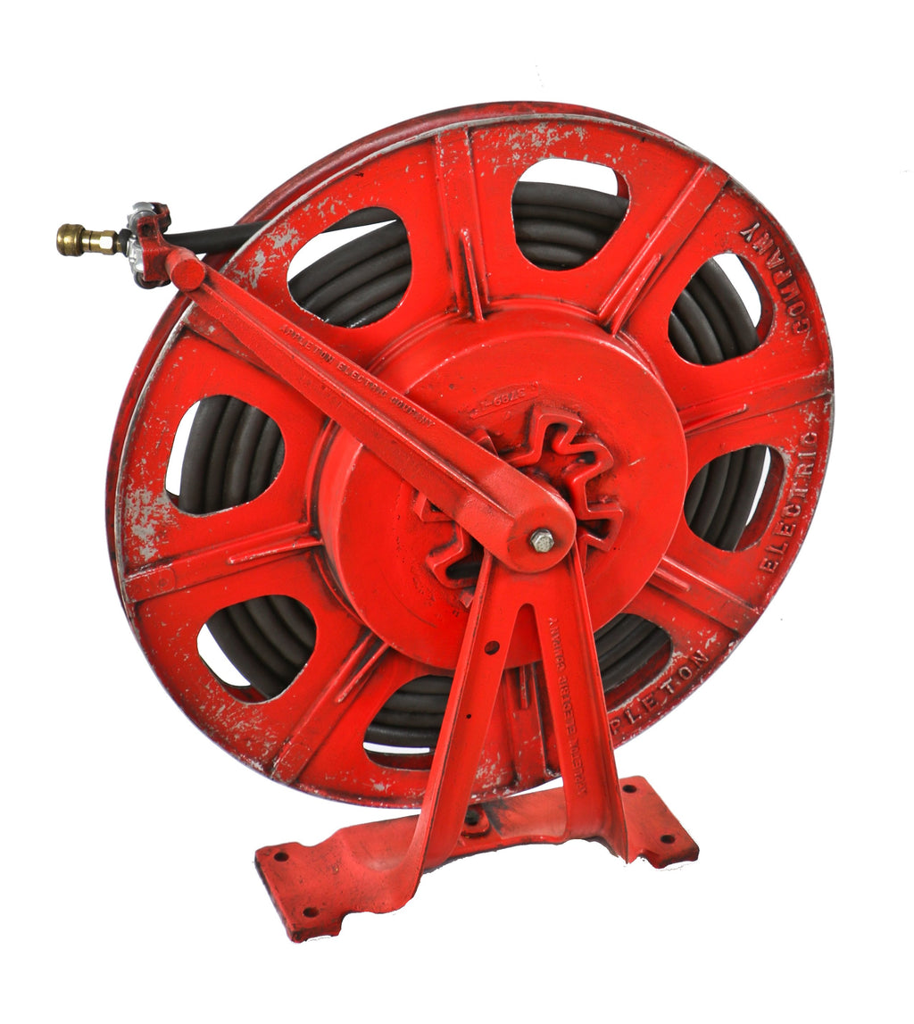 american depression era antique industrial wall-mount fully functional cast iron and aluminum chicago foundry shop "aireel" with original red paint finish