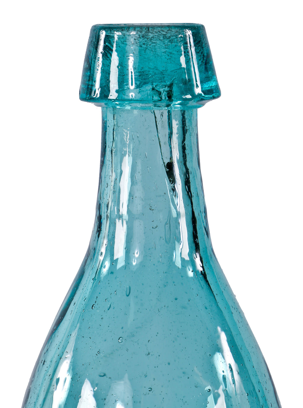 single mid-19th century antique american iron-pontiled aqua blue timmermann & co. "superior sodawater" glass st. louis privy dug bottle with applied tapered lip