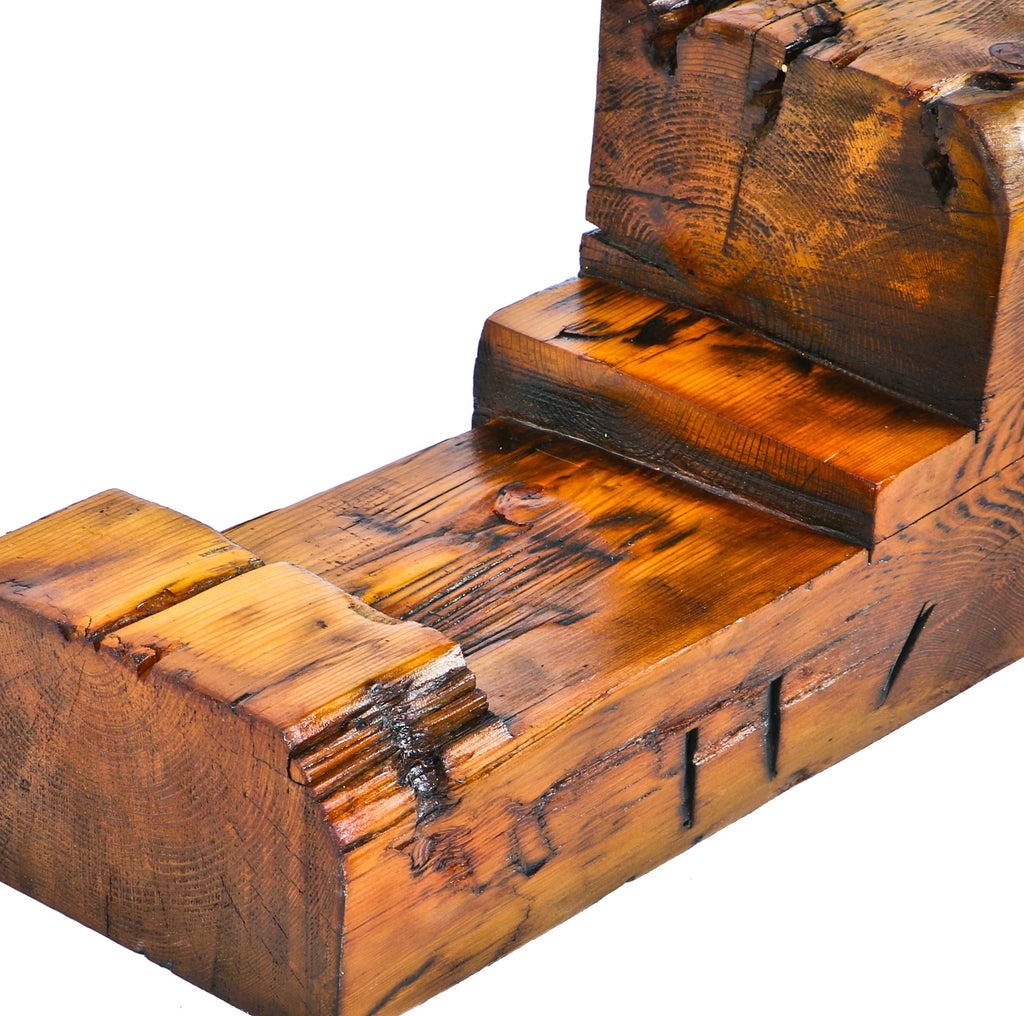 oversized mid-nineteenth century old growth lightly sanded white pine wood chicago balloon frame wood sill plate distinctive tenon end and incised roman numerals