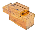 oversized circular-sawn 19th century decommissioned chicago balloon frame old growth pine wood structural sill plate beam segment with a hand-chiseled tenon