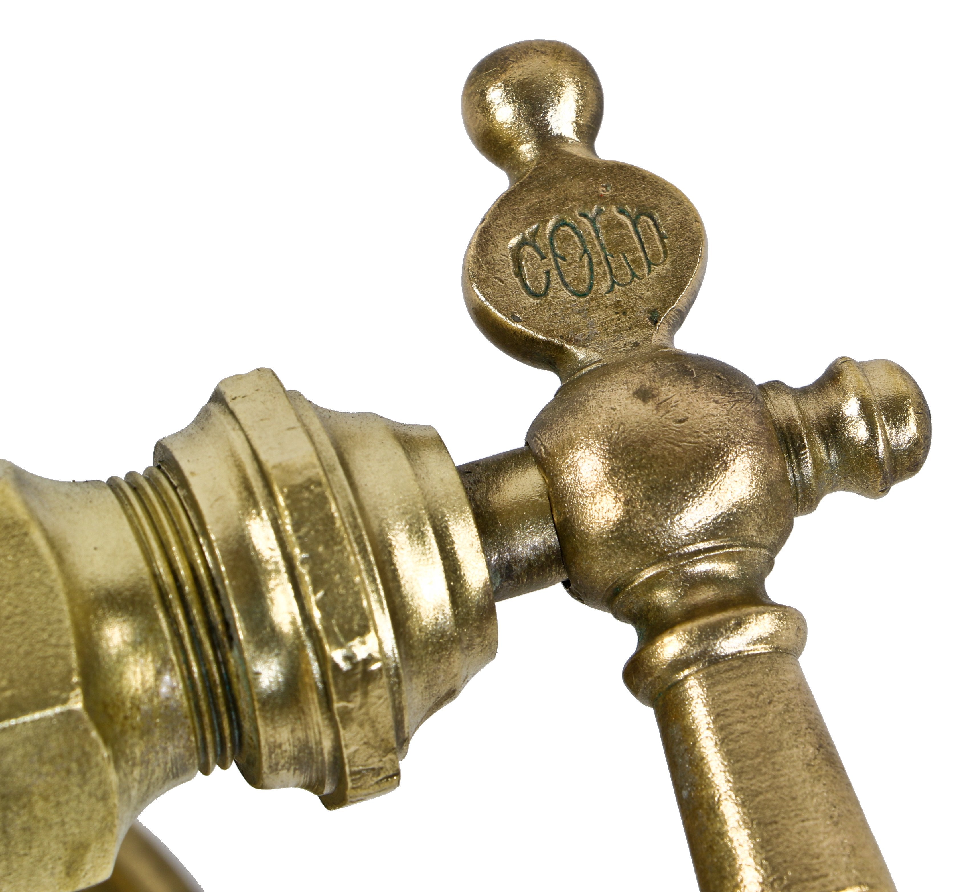 all original late 19th century basin tap bathroom or lavatory double cock "hot" and "cold" faucets handles comprised of cast brass with diminutive dish and circular rosettes