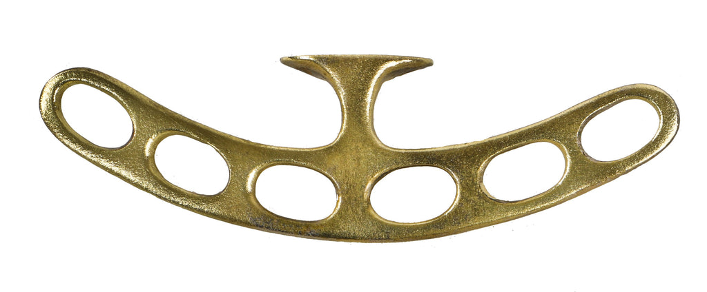 original early 20th century well-built cast brass "san-o-la" interior residential lavatory curved toothbrush holder with a brushed metal finish